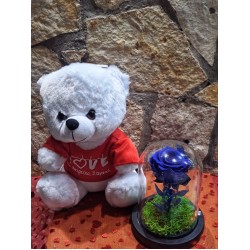 FOR EVER ROSES Μπλε ΣΕ ΚΑΜΠΑΝΑ SMALL ΚΑΙ ΛΕΥΚΟΣ ΑΡΚΟΥΔΟΣ
