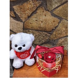 For Ever Roses Κόκκινο Heart με Αρκουδάκι